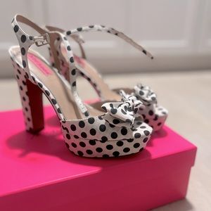 Betsey Johnson polka dot heels with bow